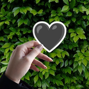 Black Heart Emoji Sticker | Cute Aesthetic Vinyl Decal | Laptop, Phone Sticker | Water Bottle Sticker | Journal Decor | Indoor Quality