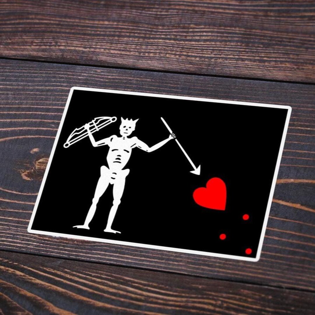 Blackbeard Compound Bow Flag Sticker - Pirate Symbol Vinyl Decal - Etsy