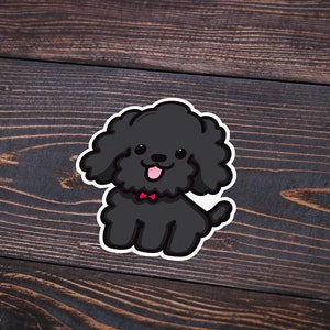 Black Toy Poodle Sticker | Laptop Decal | Cute Poodle Vinyl Decal | Dog Lover Gift | Water Bottle Sticker | Dog Mom