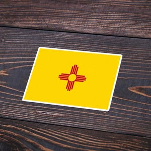 New Mexico Flag Sticker – Zia Sun Vinyl Decal - NM Emblem