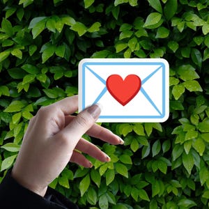 Love Letter Emoji Sticker | Red Heart Envelope Sticker | Cute Emoticon | Valentine&#39;s Day Decal | Laptop Sticker | Indoor Quality
