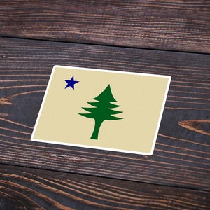 Old Maine 1901 State Flag Sticker | Pine Tree Vinyl Decal | Vintage Maine Flag Design | Dirigo Bumper Sticker | Original Maine Laptop Decal