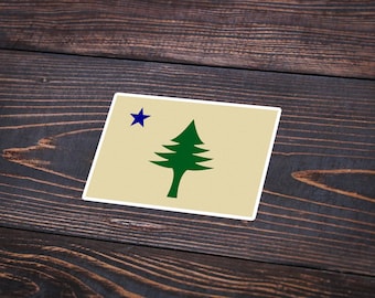Old Maine 1901 State Flag Sticker | Pine Tree State Vinyl Decal | Dirigo Laptop Outdoor Car Truck Bumper | ME Pride