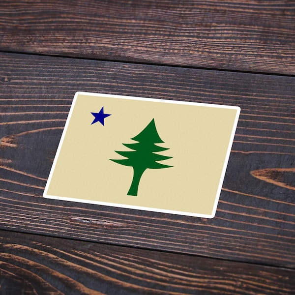 Old Maine 1901 State Flag Sticker | Pine Tree State Vinyl Decal | Dirigo Laptop Outdoor Car Truck Bumper | ME Pride