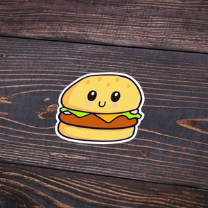 Adesivo Hamburger / Adesivo in vinile Kawaii Burger / Adesivo Buongustaio / Adesivo Happy Cheeseburger per bottiglie d&#39;acqua, computer portatili, diari