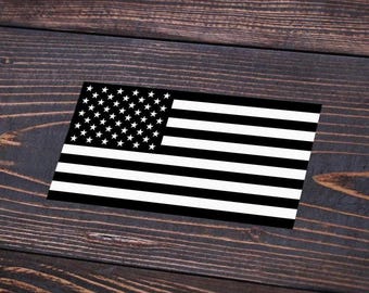 Black and White American Flag Sticker - Vinyl Decal for Laptops, Cars, Water Bottles - United States Patriotic - 3"x2"