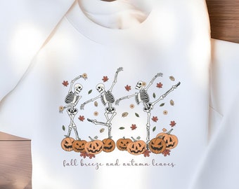Dancing Skeletons Halloween Sweatshirt: Spooky Season Tee
