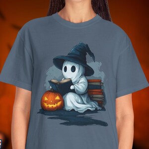 Retro Ghost Reading Books Shirt, Librarian Ghost Halloween Teacher T-shirt, Spooky Season Shirt, Teacher Gift, Boo School