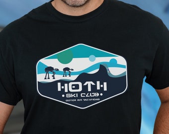 Star Wars Hoth Ski Club Adult T-shirt Galaxys Edge Vacation Shirt Mandalorian Tshirt Rebel Theme Park Vacation Shirt