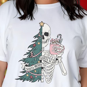 Sorta Merry Sorta Scary Shirt Christmas Holiday Season Tshirt - Tis the Season Spooky T-shirt