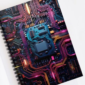 Computer Circuits Spiral Notebook College Notes Ruled Line Writing Journal Class Supplies Home Lists Thought Notebook