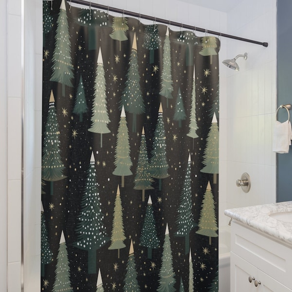 Christmas Shower Curtain Etsy