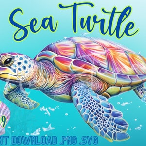 Sea Turtle SVG PNG Files Instant Download Vector Files Sea Turtle Digital Design File AI Art Sea Life Kids Crafts