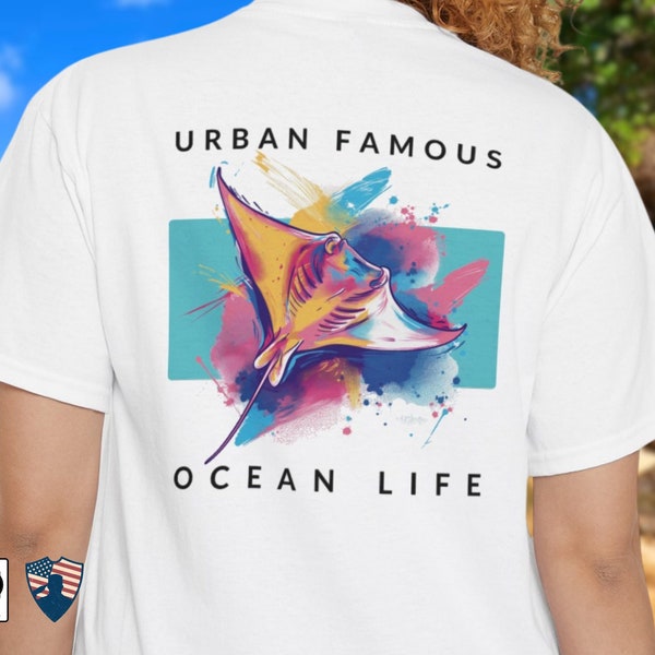 Manta Ray Ocean Life Shirt Beach Lover Pocket Tshirt Sea Creature Biology T-shirt Aqua Life Style Sea Ray Inspired Natural Animal Life Gift