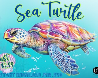Meeresschildkröte SVG PNG Dateien Sofortiger Download Vektordateien Meeresschildkröte Digital Design File AI Art Sea Life Kids Crafts