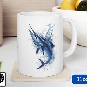 Blue Marlin Coffee Mug 11oz 15oz Size Cup Ocean Deep Sea Sport Fishing Cruising Boat All Over Print
