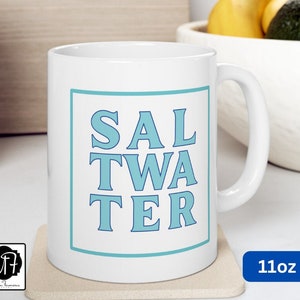Saltwater Beach Mug - Minimalist Ocean Print, 11oz or 15oz Size Kitchen Decor Gift
