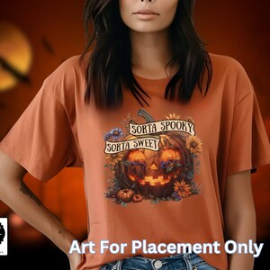 Sorta Sweet Sorta Spooky PNG Halloween Pumpkin and Wildflowers Instant Download for Shirts, Decorating Invitations, Kids Crafts