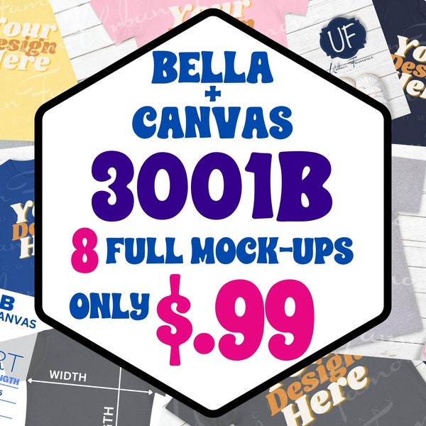 Bella + Canvas 3001B Kids Unisex Clothing Mockup 3001B Lay Flat Template Instant Download Boho Layout BC 3001 B Color Mockups Boys Girls