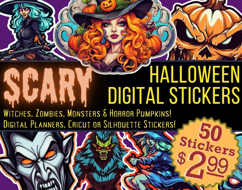 Scare Sticker SCARY Halloween Stickers Scary PNG Instant Download Planner Stickers ...