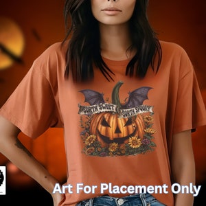 Sorta Sweet Sorta Spooky PNG Halloween Pumpkin and Wildflowers Instant Download for Shirts, Decorating Invitations, Kids Crafts