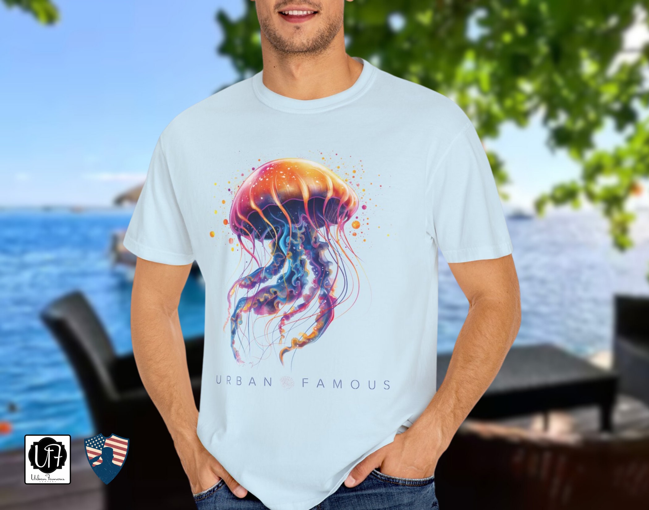 Jellyfish Allover Print Shirt Black