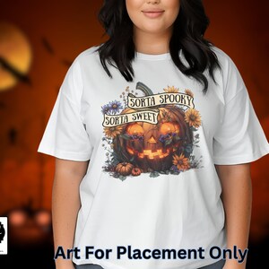 Sorta Sweet Sorta Spooky PNG Halloween Pumpkin and Wildflowers Instant Download for Shirts, Decorating Invitations, Kids Crafts
