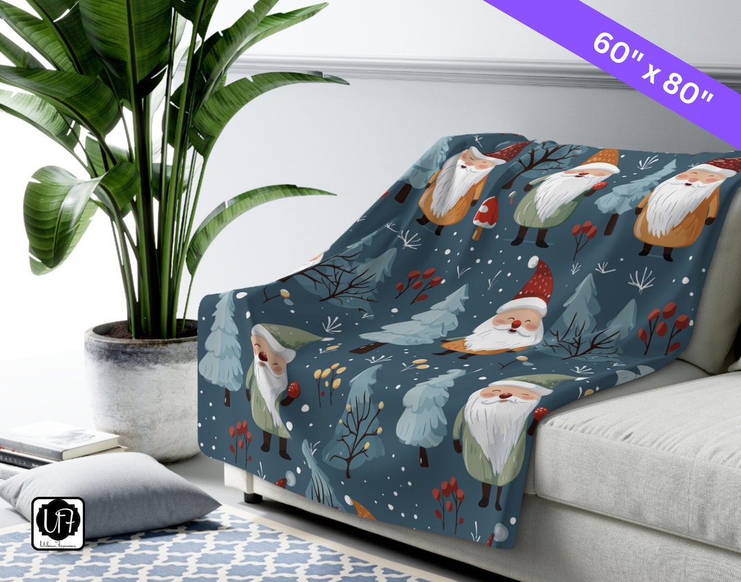Christmas Gnome Blanket Sherpa and Fleece Winter Throw House Gift