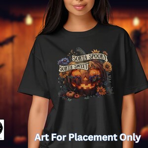 Sorta Sweet Sorta Spooky PNG Halloween Pumpkin and Wildflowers Instant Download for Shirts, Decorating Invitations, Kids Crafts