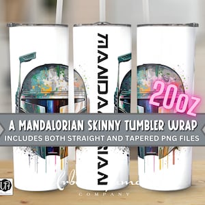 A Mandalorian Tumbler PNG Wrap Star Wars 20oz Skinny Straight or Tapered Digital 3D Art Tumbler Gift