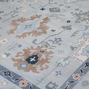 Gray Oushak rug muted multi size 8x10/9x12/10x14 Hand-knotted Vintage Oushak Wool Area Rug for Living Room, Dining room.