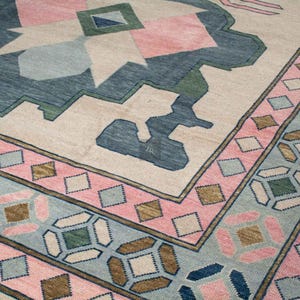 Exquisite Pink Oushak style Hand Knotted Rug 5x8, 6x9, 8x10, 9x12, 10x14 ft Handmade Rugs for Living Room - Antique Contemporary rug