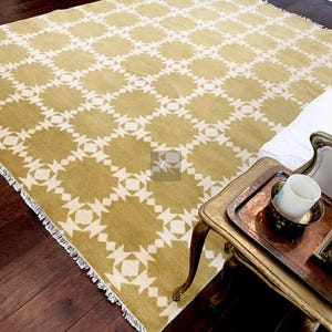 White & Yellow Oushak rug multi size 8x10/9x12/10x14 Hand-knotted Vintage Oushak Wool Area Rug for Living Room, Dining room.