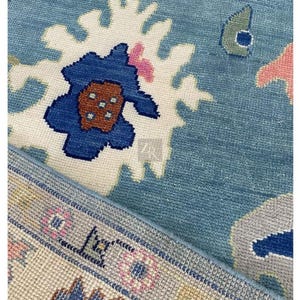Blue Hand Knotted Oushak  8x10/9x12/10x14  Wool Area Rug for Living Room, Dining room.
