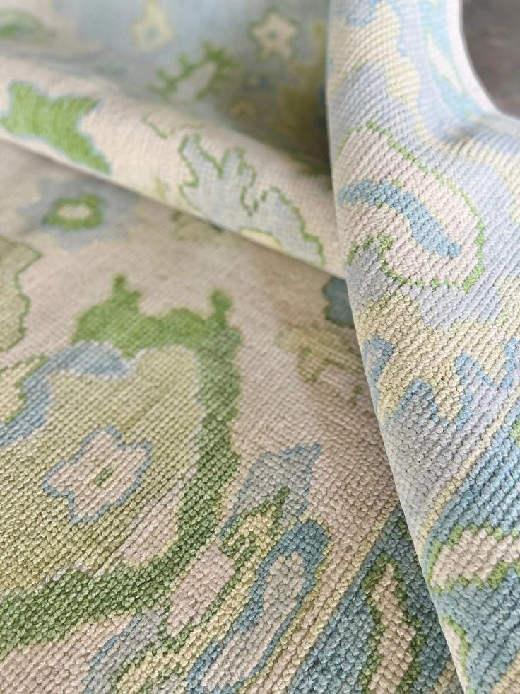 10X14 Beige, Blue, Green Oushak rug muted multi size 8x10/9x12/10x14 Hand-knotted Vintage Oushak Wool Area Rug for Living Room, Dining room.