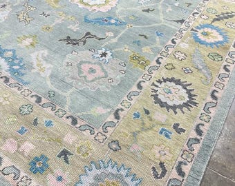 Muted Oushak rug multi size 8x10/9x12/10x14 Hand-knotted Vintage Oushak Wool Area Rug for Living Room, Dining room.