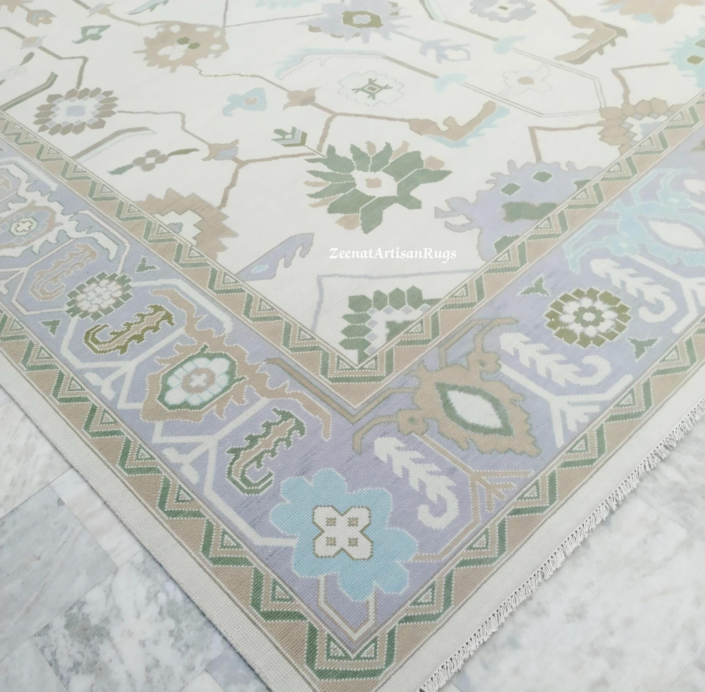 10X14 Beige, Blue, Green Oushak rug muted multi size 8x10/9x12/10x14 Hand-knotted Vintage Oushak Wool Area Rug for Living Room, Dining room.