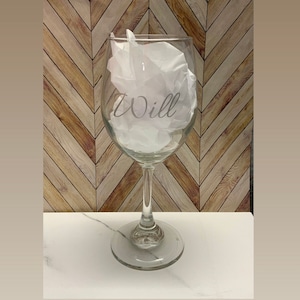 Engraved White Wine Glass for birthdays, anniversaries, bridesmaids, valentines days