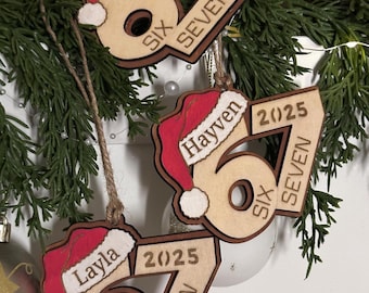 Personalisierte Feiertag 67 Ornament | Individuell 67 Name | 67 Weihnachten | 67 | Lasergravur aus Holz 67