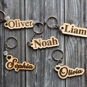 Custom Wooden Name Keychain – Personalized Engraved Keyring – Gift for Him or Her