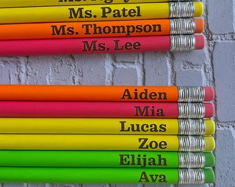 Custom Engraved Pencils – Personalized Pencil Set for Teachers, Students, Gifts or Party Favors