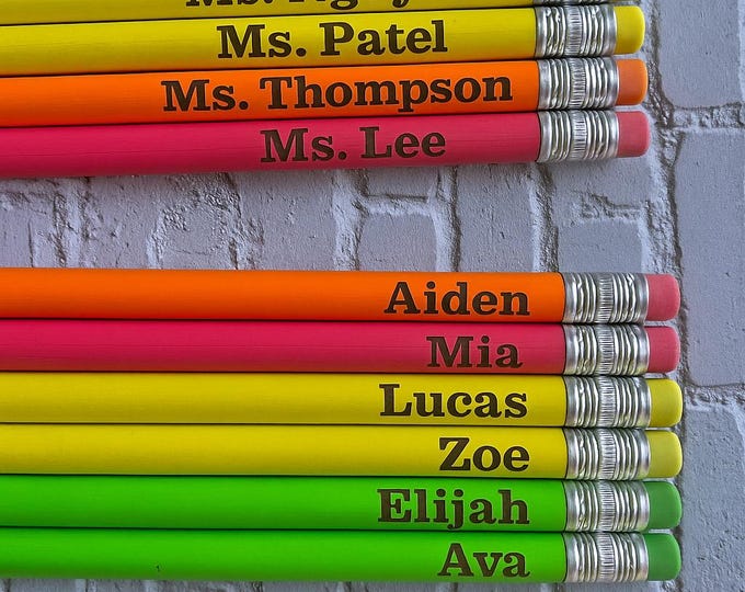 12 Matite Personalizzate Con Incisione – #2 Gialle, Per Bambini, Scuola, Aziende