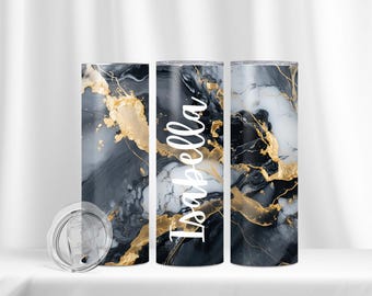 Custom Marble Tumbler – Personalized Coffee Cup – Travel Mug Gift for Teachers, Bridesmaids, or Coffee Lovers