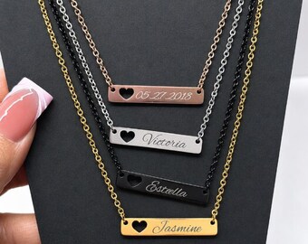 Personalisierte Herzkette | Gravierter Edelstahlschmuck nach Maß