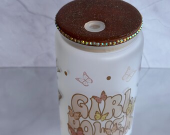 Girl Power Glastasse - Geschenk für Eiskaffeeliebhaber