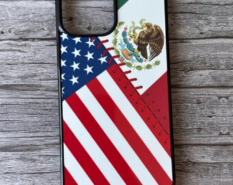 Coque de portable patriotique - États-Unis + drapeau étranger, conception personnalisée drapeau moitié-moitié