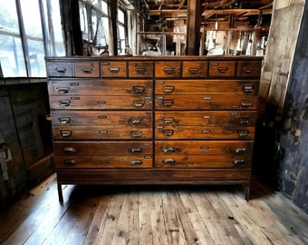 SOLD - American Industrial Mill Cabinet 6 Drawers Apothecary Dresser