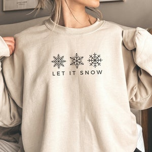Let It Snow Sweater, Minimal Winter Sweatshirt, Snowflake Sweater, Cozy Winter Hoodie, Holiday Sweatshirt for Women, Christmas Gift for Her