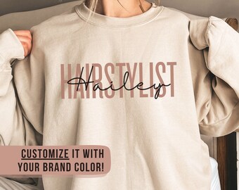 Custom Hairstylist Sweatshirt, Personalized Hairdresser Sweater, Custom Gift for Hairdresser, Cosmetology Grad Gift, Cosmetologist Crewneck