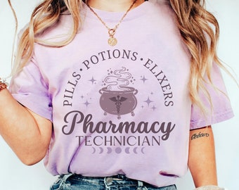 Pharmacy Tech Halloween Shirt, Halloween Pharmacy Tech Tshirt, Pharmacy Witch Tee, Apothecary Tshirt, Halloween CPhT Shirt, Comfort Colors